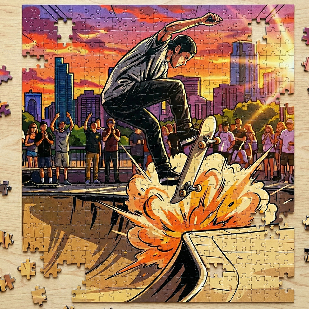 Vibrant Skateboarder and Crowd Jigsaw Puzzle