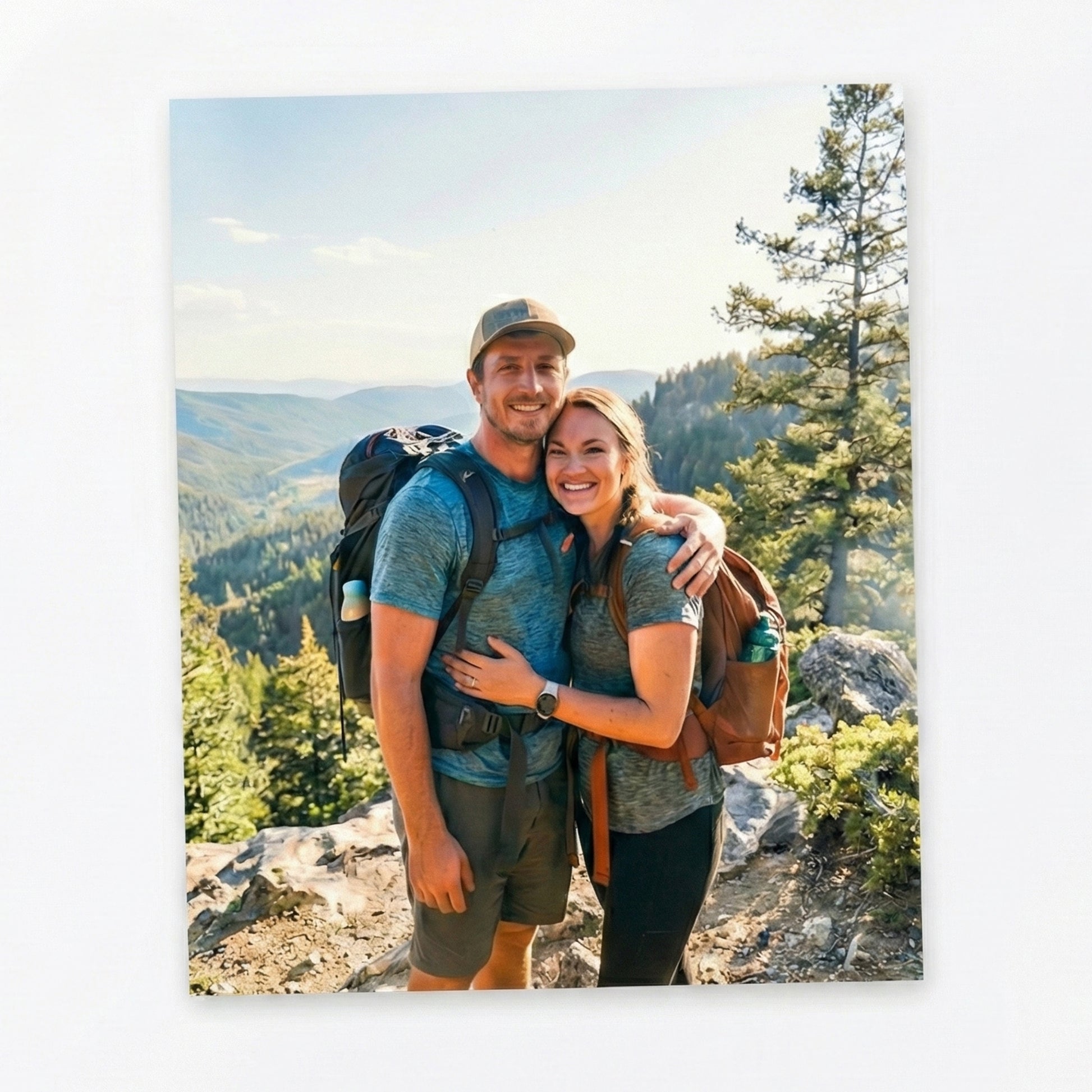 Happy Couple on Mountain Hiking Adventure wall art